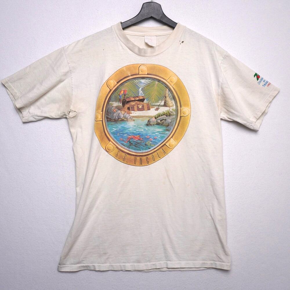 Vintage 1993 7UP Cruise-UN for Treasure USS Lincoln T-Shirt Single Stitch‎ Promo